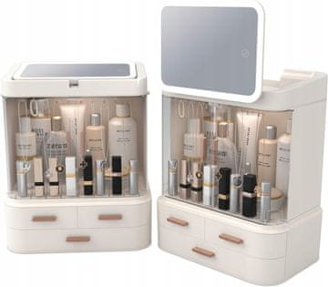 Korbi Škatlica organizator – škatla za kozmetiko, toaletna mizica s predali in LED ogledalom, F30