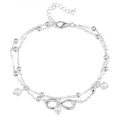 Netscroll Srebrna zapestnica za gleženj, zapestnica za nogo z obeski, znak neskončnost in perlice, vodoodporna poletna verižica za gleženj, nastavljiva in elegantna, AnkleBracelet