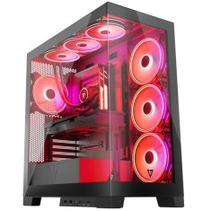 Modecom Volcano Space Apex ARGB ATX ohišje 2xUSB3.0, 1xUSB C,: 4x14 cm, Okence iz kaljenega stekla, RGB, Gaming črna