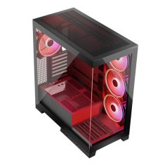 Modecom Volcano Space Apex ARGB ATX ohišje 2xUSB3.0, 1xUSB C,: 4x14 cm, Okence iz kaljenega stekla, RGB, Gaming črna