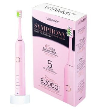 Vitammy SYMPHONY Pink Sonic zobna ščetka z visoko silo vibracij, roza