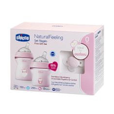 Chicco Set za hranjenje (steklenica 150ml, steklenica 250ml, cucla Physio Comfort 0m+), roza