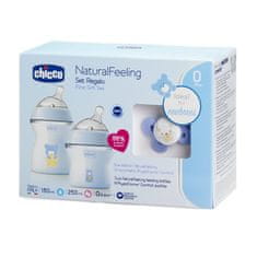 Chicco Set za hranjenje (steklenica 150ml, steklenica 250ml, cucla Physio Comfort 0m+), modra