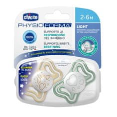 Chicco Physio Light, Lumi Pomirjujoči dudeč 2-6m, svetleči v temi, 2ks