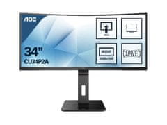 AOC CU34P2A 34" VA WQHD 100Hz ukrivljen eronomski poslovni monitor