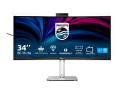 Philips 34B2U6603CH 34" VA WQHD Thunderbolt 4 120Hz ukrivljen ergonomski poslovni monitor s spletno kamero