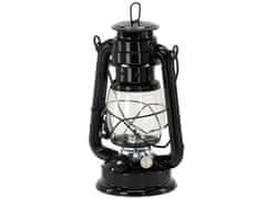 GARDEN LINE ČRNA RETRO PETROLEJKA, kovinska lanterna, lampijon z nastavitvijo plamena – 24 cm 