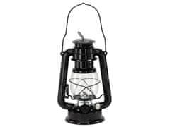 GARDEN LINE ČRNA RETRO PETROLEJKA, kovinska lanterna, lampijon z nastavitvijo plamena – 24 cm 