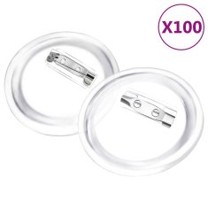 Vidaxl Gumbi za značke s priponkami 100 kompletov akril 44 mm