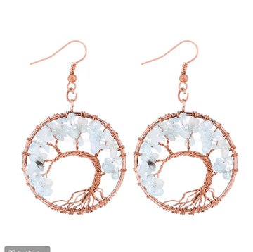 Flor de Cristal Uhani Casia bakrena - Larimar - Uhani z kamnov