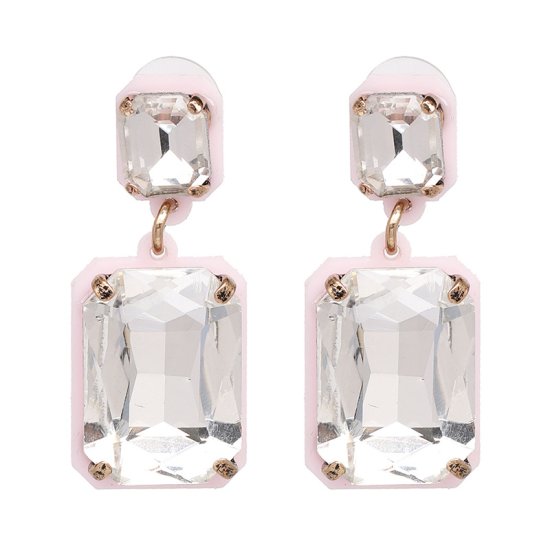 Flor de Cristal Uhani Amadora - bele - Uhani s kristali