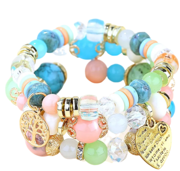 Flor de Cristal Paket treh zapestnic - Variacija turkizne barve