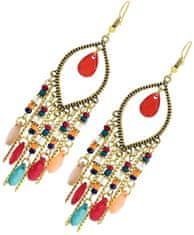 For Fun & Home Dolge Boho Visoke Uhani v Orientalskem Retro Slogu, Kov in Kroglice, 9,5 cm x 2,5 cm