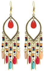 For Fun & Home Dolge Boho Visoke Uhani v Orientalskem Retro Slogu, Kov in Kroglice, 9,5 cm x 2,5 cm