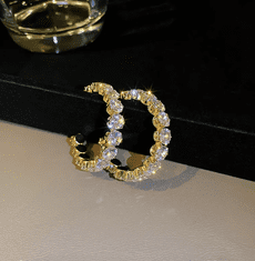 Flor de Cristal Naramnice Guadeloupe bela okrogla - Naramnice s kristali