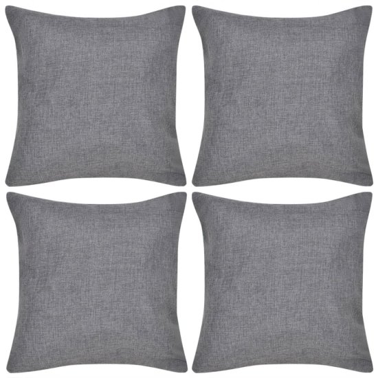 Vidaxl 4 Antracitne Prevleke za Blazine Videz Platna 40 x 40 cm