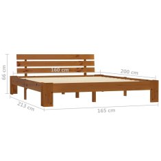 Vidaxl Posteljni okvir z vzglavjem medeno rjav 160x200 cm borovina