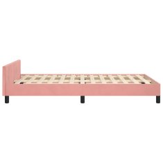 Vidaxl Posteljni okvir z vzglavjem brez vzmetnice roza 120x200cm žamet