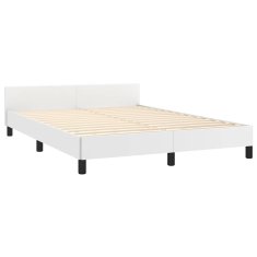 Vidaxl Posteljni okvir z vzglavjem brez vzmetnice bel 140x190 cm