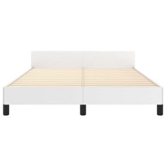 Vidaxl Posteljni okvir z vzglavjem brez vzmetnice bel 140x190 cm