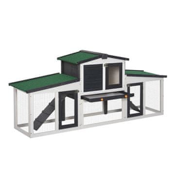 Aga Lesena kletka za zajce z izhodom 204x45x80 cm