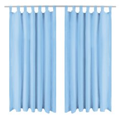 Vidaxl Zavese iz mikro satena 2 kosa z zankami 140x225 cm turkizne