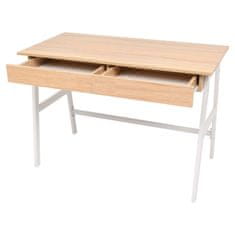 Vidaxl Pisalna miza 110x55x75 cm barva hrasta in bela