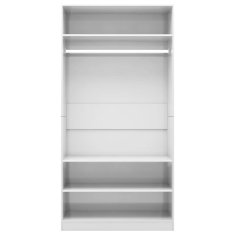 Vidaxl Garderobna omara visok sijaj bela 100x50x200 cm iverna plošča