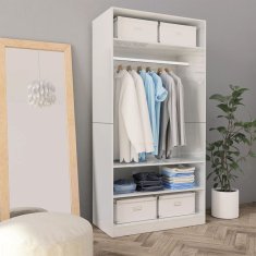 Vidaxl Garderobna omara visok sijaj bela 100x50x200 cm iverna plošča