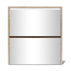 Vidaxl Omarica za čevlje 2 nadstropna z ogledalom hrast 63x17x67 cm