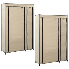 Vidaxl Zložljiva garderobna omara 2 kosa blago 110x45x175 cm krem