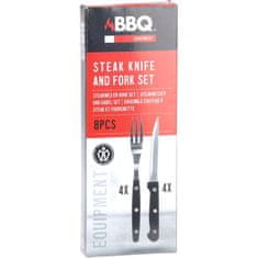 BBQ Pribor za peko na žaru (4+4 kosi) iz nerjavečega jekla, plastični ročaj