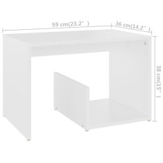 Vidaxl Stranska mizica bela 59x36x38 cm iverna plošča