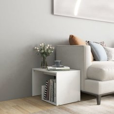 Vidaxl Stranska mizica bela 59x36x38 cm iverna plošča