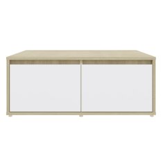 Vidaxl Klubska mizica bela in sonoma hrast 80x80x31 cm iverna plošča