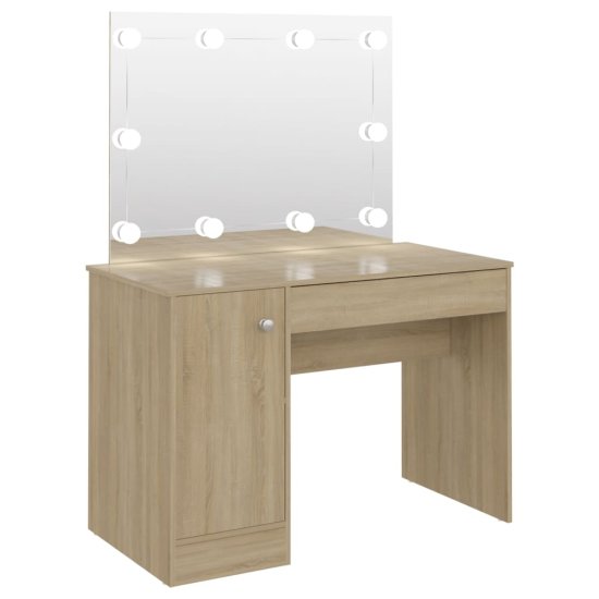Vidaxl Toaletna mizica z LED lučkami 110x55x145 cm MDF