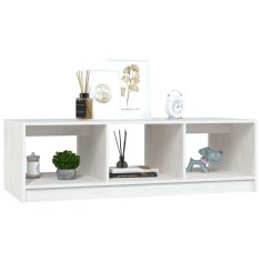 Vidaxl Klubska mizica bela 110x50x34 cm trdna borovina