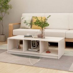 Vidaxl Klubska mizica bela 110x50x34 cm trdna borovina