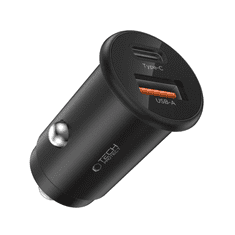 Tech-protect CC02 avto polnilec USB / USB-C 35W PD QC, črna