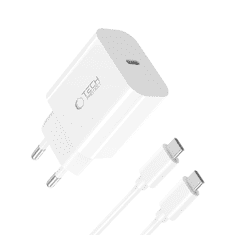 Tech-protect NC20W polnilnik USB-C PD 20W + kabel USB-C, bela