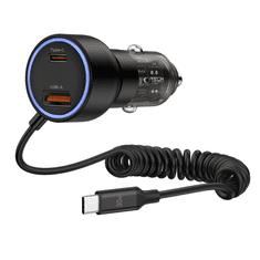 Tech-protect CC05 avto polnilec USB / USB-C 60W PD + kabel USB-C, črna