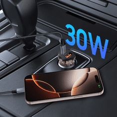 Tech-protect CC01 avto polnilec USB / USB-C 30W PD QC, črna
