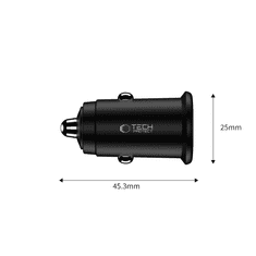 Tech-protect CC02 avto polnilec USB / USB-C 35W PD QC, črna
