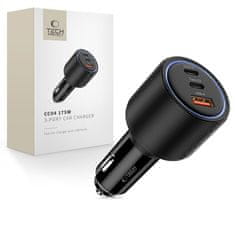 Tech-protect CC04 avto polnilec USB / 2x USB-C 175W PD, črna