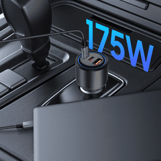Tech-protect CC04 avto polnilec USB / 2x USB-C 175W PD, črna
