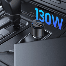 Tech-protect CC04 avto polnilec USB / 2x USB-C 130W PD, črna