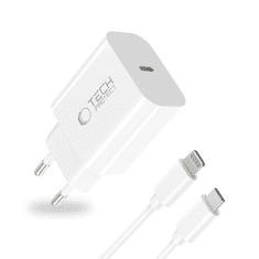 Tech-protect NC20W polnilnik USB-C PD 20W + kabel USB-C / Lightning, bela