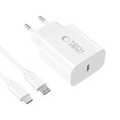 Tech-protect NC20W polnilnik USB-C PD 20W + kabel USB-C / Lightning, bela