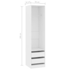 Vidaxl Garderobna omara s predali bela 50x50x200 cm iverna plošča