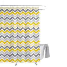 Priresa Zavesa za tuš CORNERPLAY 180x200 cm | Vodoodporna tekstilna kopalniška zavesa s potiskom + 12 plastičnih obročev